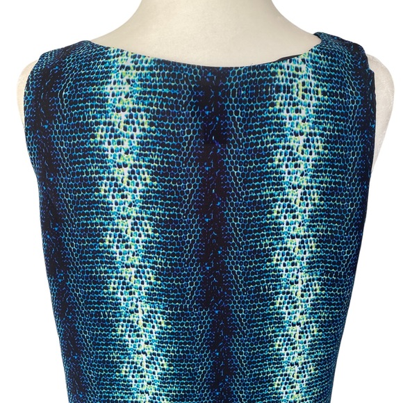 Worthington Blue Green Snakeskin Print Handkerchief Hem Sleeveless Tank Blouse S - Picture 10 of 14